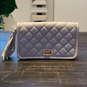 Leather quilted clutch